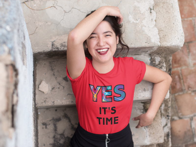YES-TARTAN-mockup-of-a-smiling-asian-girl-wearing-a-tee-and-grabbing-her-hair-a11671