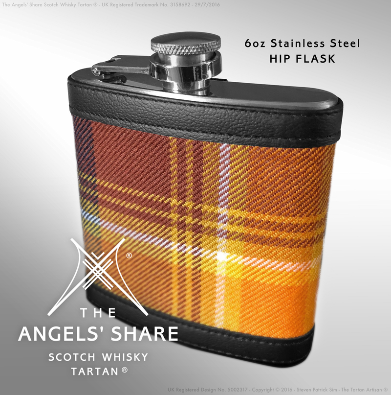 The Share Scotch Whisky Tartan 6oz Stainless Steel Hip Flask by Steven Patrick Sim