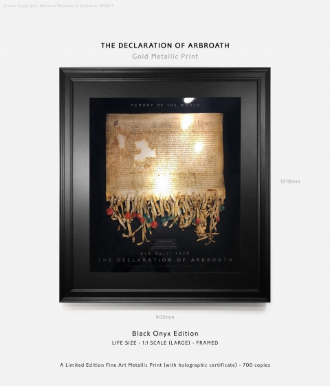 Declaration of Arbroath Black Onyx Life Size  Premium Edition  Framed